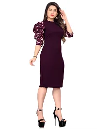 Classic Crepe Solid Dresses for Women-thumb3