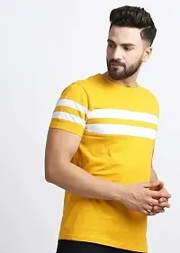 Striped Men Yellow White T Shirt-thumb1