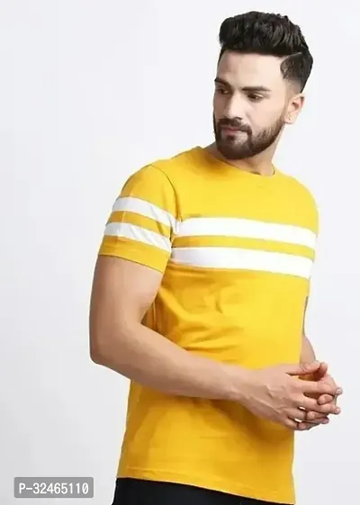 Striped Men Yellow White T Shirt-thumb2