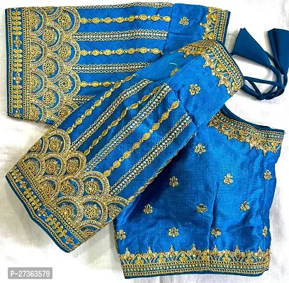 Reliable Blue Fantom Silk Printed Stitched Blouses For Women-thumb0