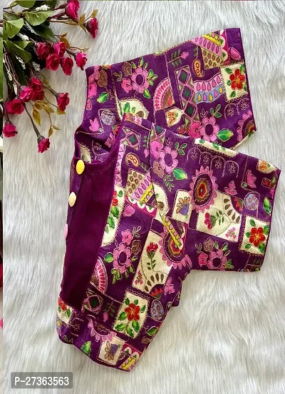 Reliable Purple Fantom Silk Printed Stitched Blouses For Women