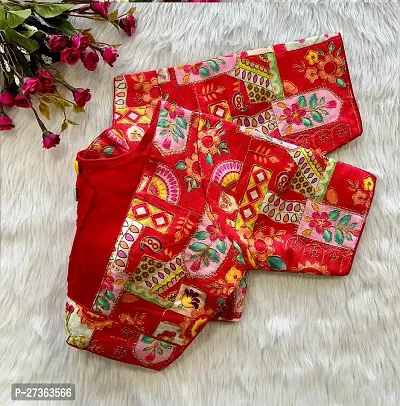 Reliable Red Fantom Silk Printed Stitched Blouses For Women