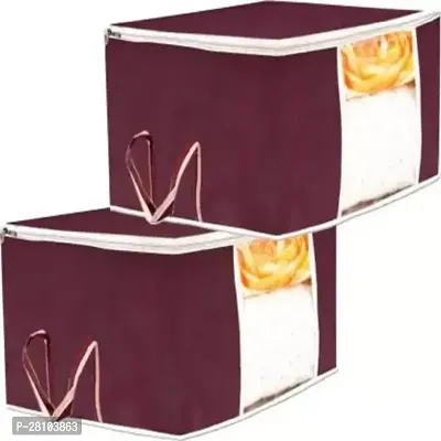 The Royal Cover 2 Piece Non Woven Underbed Storage Bag Storage Organiser Blanket Cover with Transparent Window Extra Large Maroon 2 Maroon Blanket Bagnbsp;nbsp;Maroon Pack of 2