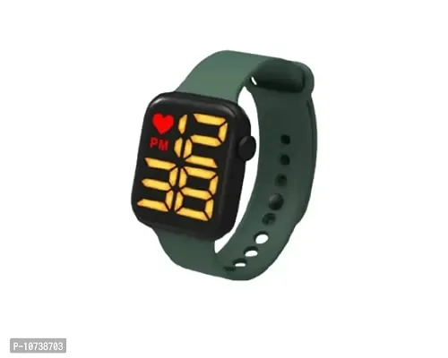 Heart Green Square LED Multi-Functional Automatic Sports Watch for Men's Kids Watch for Boys, Girls, Women- Watch for Men led Digital Digital Watch - for Men & Women (Green)-thumb0