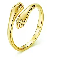 Aashirwad Craft Adjustable Silver Rings Couple Hug for Women Mother Grandmother Wife Girlfriend Female Lover (Gold Rose Gold)-thumb2
