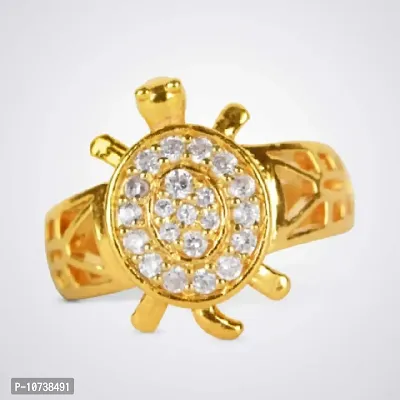 Men's/Women's Meru Ring Adjustable Tortoise for Good Luck, Kachua and Prosperity (Golden)-thumb0