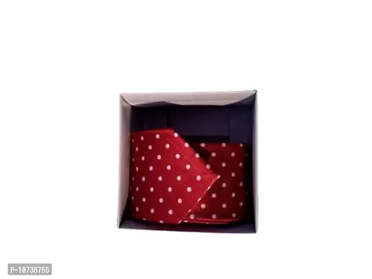 Navkar Crafts Necktie with Pocket Square set Red-thumb0
