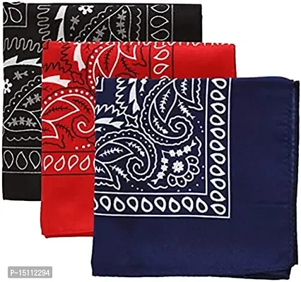 Unisex Cotton Paisley Bandana/Head Wrap/Wristband/Face mask for Men and Women, Multicolor Pack of 3 (50 * 50cm)-thumb0