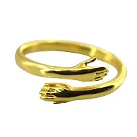 Aashirwad Craft Adjustable Silver Rings Couple Hug for Women Mother Grandmother Wife Girlfriend Female Lover (Gold)-thumb1
