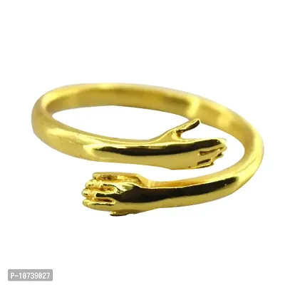 Aashirwad Craft Adjustable Silver Rings Couple Hug for Women Mother Grandmother Wife Girlfriend Female Lover (Gold)-thumb2