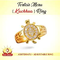 Vaibhav Pratisthan Golden Metal Gold Plated Zircon Stone Ashtadhatu Tortoise Adjustable Ring for Men and Women-thumb3