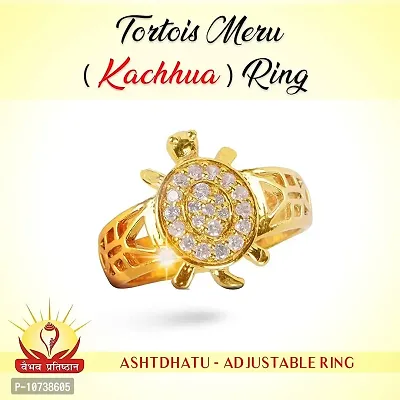 Vaibhav Pratisthan Golden Metal Gold Plated Zircon Stone Ashtadhatu Tortoise Adjustable Ring for Men and Women-thumb4
