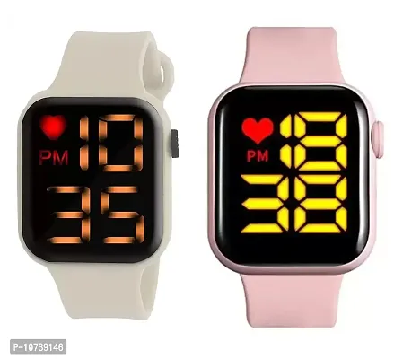 Navkar Crafts Latest New Generation Waterproof Digital LED Watch for Boys, Girls  Kids (White Pink)