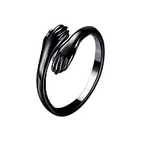 Aashirwad Craft Adjustable Silver Rings Couple Hug for Women Mother Grandmother Wife Girlfriend Female Lover (Black Rose Gold Gold)-thumb1