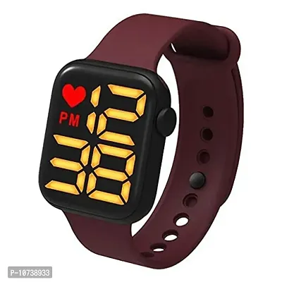 MANDAVIYA Creation Digital Dial LED Display Smart Design Kids Watch for Boys & Girls (Maroon)