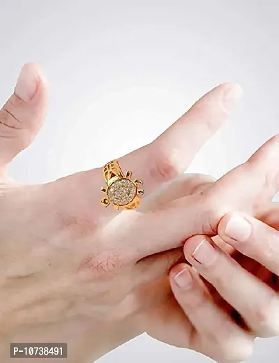 Men's/Women's Meru Ring Adjustable Tortoise for Good Luck, Kachua and Prosperity (Golden)-thumb3