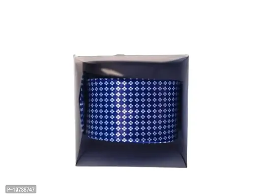 Navkar Crafts Necktie with Pocket Square set Blue White-thumb0