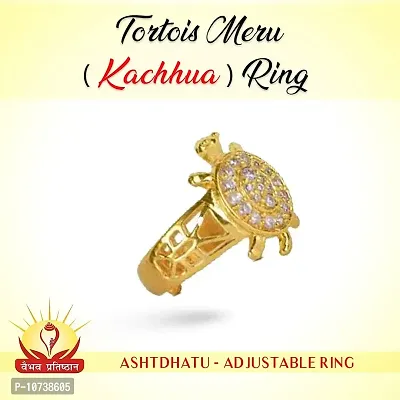 Vaibhav Pratisthan Golden Metal Gold Plated Zircon Stone Ashtadhatu Tortoise Adjustable Ring for Men and Women-thumb2