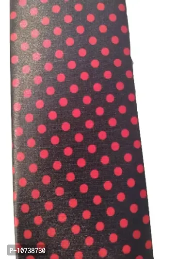 Navkar Crafts Necktie with Pocket Square set Red Black-thumb2