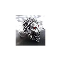 Navkar Crafts Lion Titanium Stainless Steel Design Ring for Mens/Boys (Silver)-thumb4