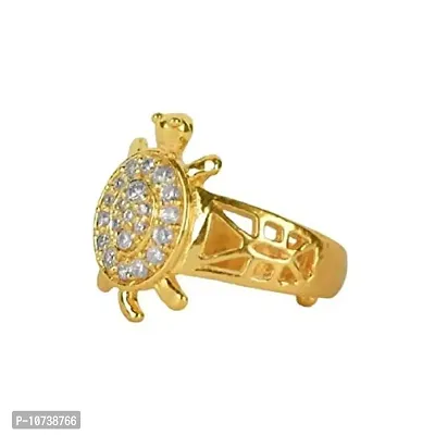 Goyal Gems Brass Gold Plated American Dimond/Jarkin Meru Gemstone Ring For Men And Women-thumb0