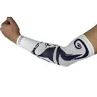 Navkar Crafts Men  Women Cotton Sports Arm Sleeves (White Printed)-thumb3