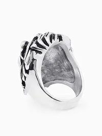 Navkar Crafts Lion Titanium Stainless Steel Design Ring for Mens/Boys (Silver)-thumb1