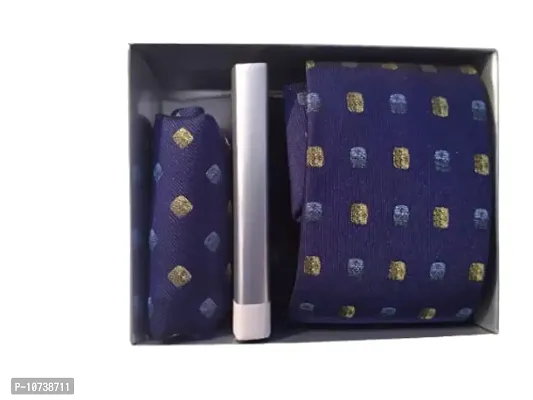Navkar Crafts Necktie with Pocket Square set Blue Multicolor-thumb0