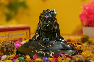 Alvano Statue for Home Decor Adiyogi Shiv Statue Showpiece Idol Figurine for Living Room PolyResin Black-thumb2