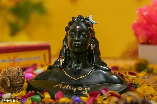 Alvano Statue for Home Decor Adiyogi Shiv Statue Showpiece Idol Figurine for Living Room PolyResin Black-thumb3