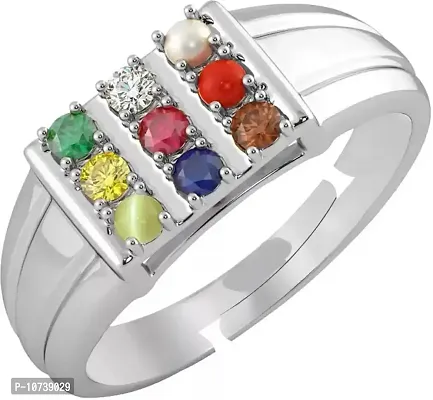 Navkar Crafts Natural & Adjustable Multicolour Ring For Unisex (Silver)