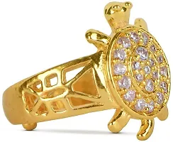 Men's/Women's Meru Ring Adjustable Tortoise for Good Luck, Kachua and Prosperity (Golden)-thumb1