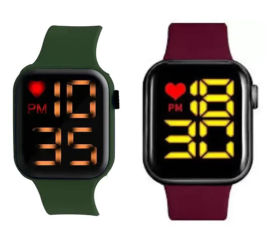 Navkar Crafts Latest New Generation Waterproof Digital LED Watch for Boys, Girls & Kids (Red Green)