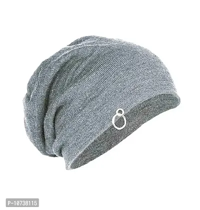 Navkar Crafts Assorted Colour Unisex Solid Beanie and Skull Cap Ring Grey