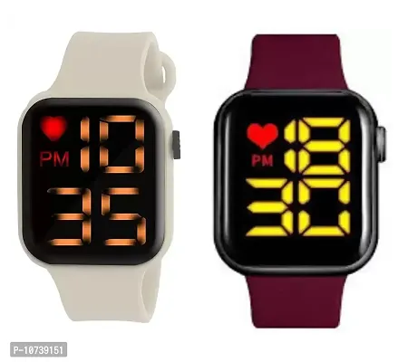 Navkar Crafts Latest New Generation Waterproof Digital LED Watch for Boys, Girls & Kids (White Red)