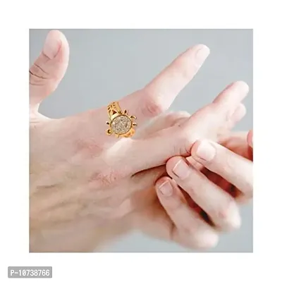 Goyal Gems Brass Gold Plated American Dimond/Jarkin Meru Gemstone Ring For Men And Women-thumb2