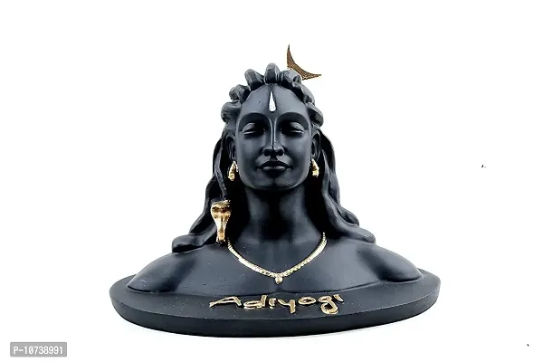 Skyzal Resin Lord Adiyogi Mahadev Shiv Shankara Showpiece Idol Murti Statue for Car Dashboard, 6 x 4.5 x 4 Inches, Black