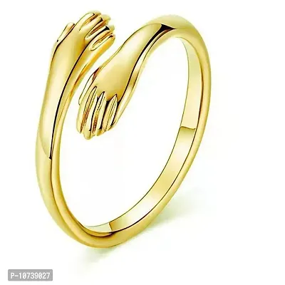 Aashirwad Craft Adjustable Silver Rings Couple Hug for Women Mother Grandmother Wife Girlfriend Female Lover (Gold)-thumb0