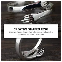 Adjustable Silver Rings Couple Hug for Women Mother Grandmother Wife Girlfriend Female Lover - 2pcs-thumb4