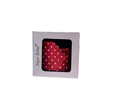 Navkar Crafts Necktie with Pocket Square set Red-thumb2