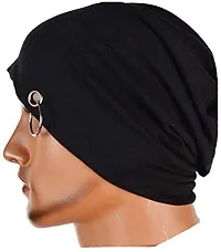 Navkar Crafts Assorted Colour Unisex Solid Beanie and Skull Cap Ring Black-thumb1