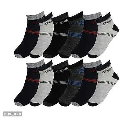 Navkar Crafts Premium Men's and Women's Cotton Ankle Length Socks/Sport Socks (Pack of 12 Pairs, Free Size, Multicolor)