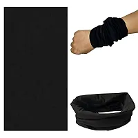 Navkar Crafts Unisex Seamless Bandana Headband Face Mask Cover for Dust & Wind Protection, Bike Riding & Outdoor Sports Free Size (Pack Of 6, Navy Blue)-thumb1