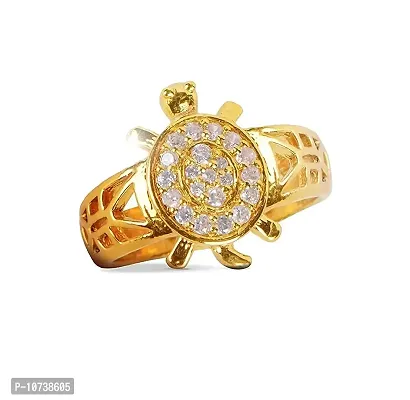 Vaibhav Pratisthan Golden Metal Gold Plated Zircon Stone Ashtadhatu Tortoise Adjustable Ring for Men and Women-thumb0