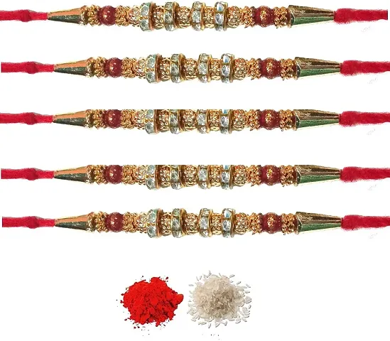 Ethnic Scented Rakhi with Roli Chawal for Brother Set of 5