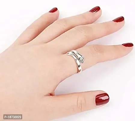 CRYSTAL SILVER HUG RING For Girl WOmen Always wear it all Special Days all Time Favourite-thumb3