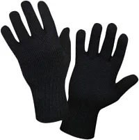 Navkar Crafts Men's Wool, Acrylic Beanie Cap, Neck Warmer Scarf And Winter Gloves Set (Pack Of 3 Pieces) (Navkar Crafts_Black_Free Size)-thumb1