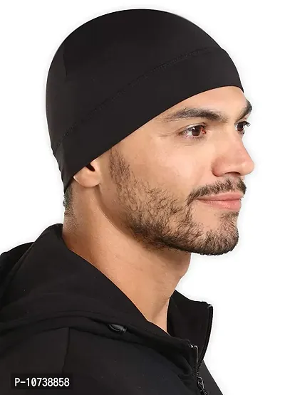 Panaakhi Cycling Skull Cap with Sun Protection and Mesh Cooling for Women and Men, Black, Free Size