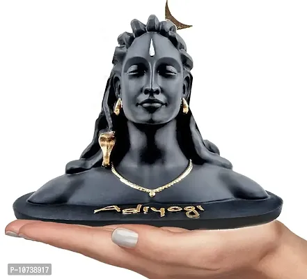 Alvano Statue for Home Decor Adiyogi Shiv Statue Showpiece Idol Figurine for Living Room PolyResin Black