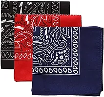 Unisex Cotton Paisley Bandana/Head Wrap/Wristband/Face mask for Men and Women, Multicolor Pack of 3 (50 * 50cm)-thumb1